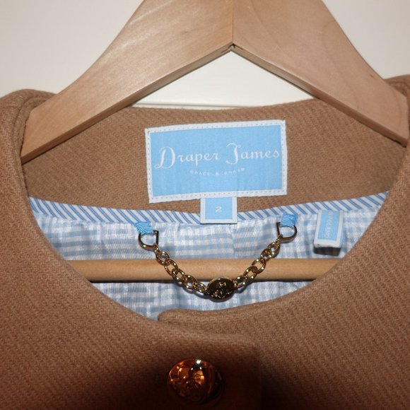 Draper James Camel Brown Coat with Gold Buttons 2 - Picture 4 of 4